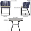 Ver imagem 2 de Mesa com 4 Cadeiras de Jantar Roma 100cm e Noronha em Aluminío Preto Corda Nautica Estofado 7 Trama
