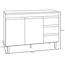 Balcão Gabinete de Pia Andréia 100cm Cinza sem Tampo - Ajl Moveis - 3