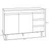 Balcão Gabinete de Pia Andréia 100cm Cinza sem Tampo - Ajl Moveis - 3