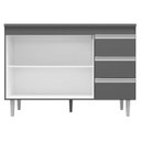 Ver imagem 2 de Balcão Gabinete de Pia Andréia 100cm Cinza sem Tampo - Ajl Moveis