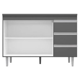 Balcão Gabinete de Pia Andréia 100cm Cinza sem Tampo - Ajl Moveis - 2