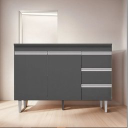 Balcão Gabinete de Pia Andréia 100cm Cinza sem Tampo - Ajl Moveis - 1