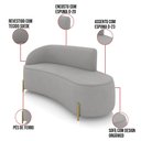 Ver imagem 3 de Sofá 3 Lugares Orgânico 180cm Pé Dourado Morgan Suede D03 - D’Rossi