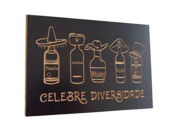 Quadro Diversidade Bebida- Entalhado Madeira - Moderno - 2