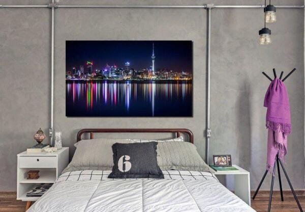 Quadro Decorativo Cidade A Beira Mar A Noite 1 Peça - 3