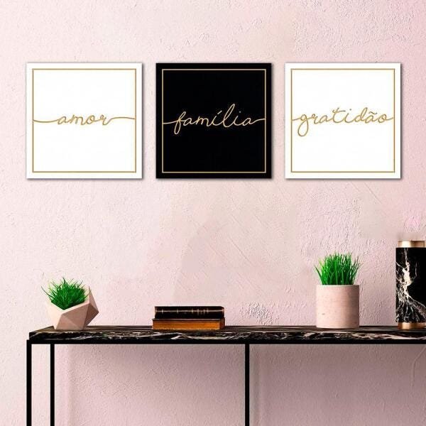 Kit Quadro Decorativo Quarto Frases Lindos Fé Amor Família - 1