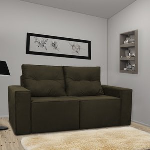 Sofá 2 Lugares Onix 1,80M para Sala Confortavel Sued Herrero:Marrom Escuro