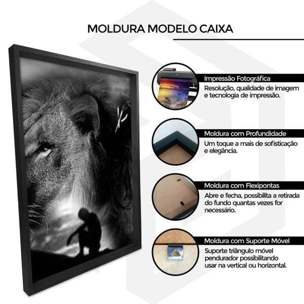 Kit 3 Quadros Leão E Cristo Com Moldura A3 - 32 X 43 Cm - 2