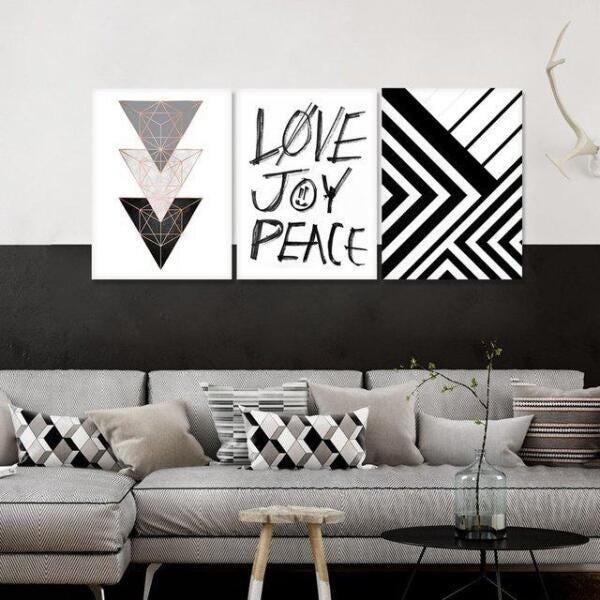 Quadros Escandinavos Amor Alegria Paz Decorativo 30x40 - 2
