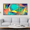 Conjunto Quadro Abstrato decorativo Cores e Formas Moldura - 3