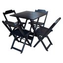Ver imagem 1 de Jogo de Mesa Dobrável 70x70 em Madeira Maciça com 4 Cadeiras - Preto