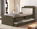 Ver imagem 7 de Cama Solteiro Tamires de Mdf com Cabeceira Estofada e Auxiliar + 2 Colchões D20