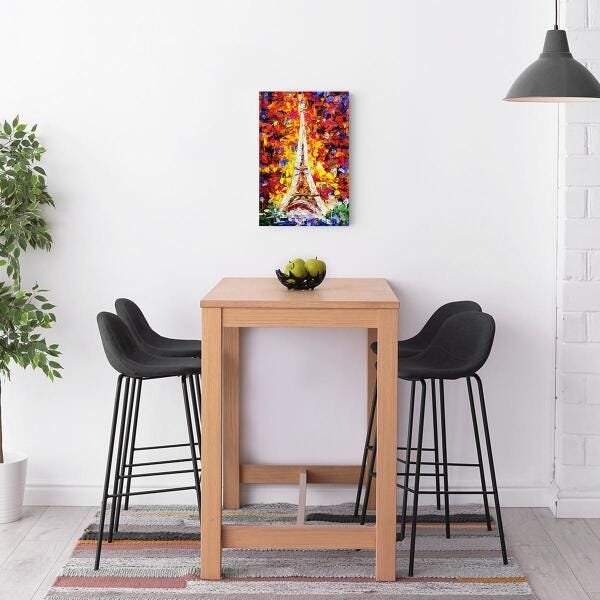 Quadro Para Sala Torre Eiffel Em Tintas Colorido Decorativo - 2