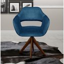 Ver imagem 2 de Poltrona Zara Giratória em Linho com Base de Madeira Azul Bella Decor