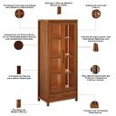 Ver imagem 6 de Cristaleira Dunia F06 2 Portas 3 Prateleiras Madeira Maciça com LED Marrom Lyam Decor