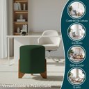 Ver imagem 4 de Kit 2 Puffs Decorativos Eloah Redondo Assento Extra para Sala Quarto Suede Puff com Pés de Madeira