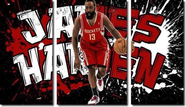 Quadro Decorativo Jogador James Harden 3 Peças - 1