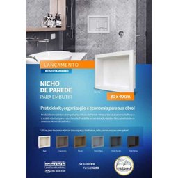 Nicho para Banheiro Embutir Pequeno 30x40cm Branco - 2