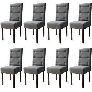 Kit 8 Cadeiras Sala de Jantar Estofadas Eloísa Veludo Cinza (liz Maria)