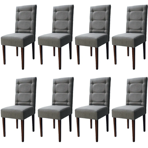 Kit 8 Cadeiras Sala de Jantar Estofadas Eloísa Veludo Cinza (liz Maria)