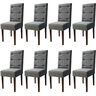 Kit 8 Cadeiras Sala de Jantar Estofadas Eloísa Veludo Cinza (liz Maria) - 1