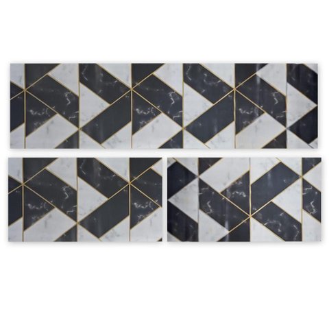 Kit 3 Peças Jogo Cozinha Passadeira Manta Vinilico Laminado Geometric