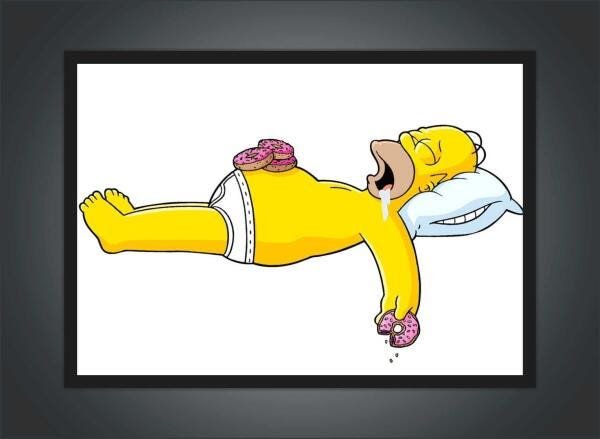 Quadro Desenho Simpsons Homer Dormindo Com Moldura G01 - 3