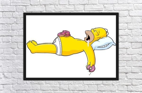 Quadro Desenho Simpsons Homer Dormindo Com Moldura G01 - 4