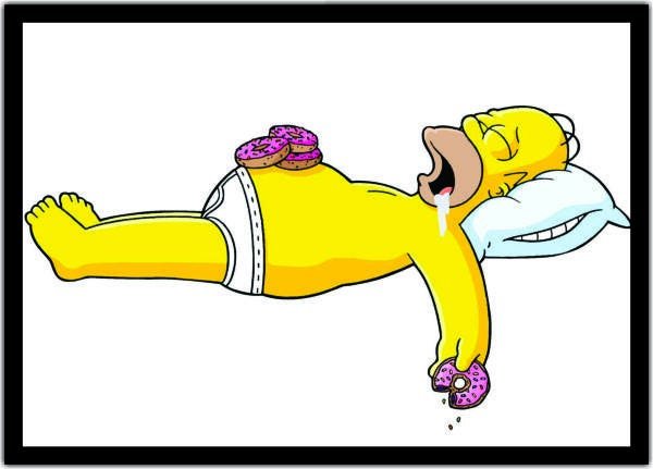 Quadro Desenho Simpsons Homer Dormindo Com Moldura G01 - 1
