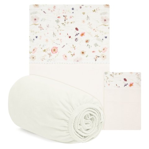 Jogo de Lençol de Berço 3 Pçs Blossom Bege -hug:bege