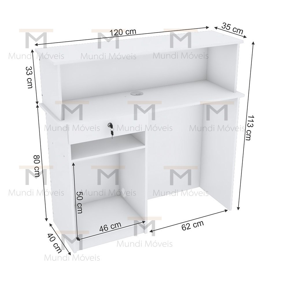 BALCÃO CAIXA COM GAVETA PARA ATENDIMENTO M345.B MUNDI MOVEIS - 2