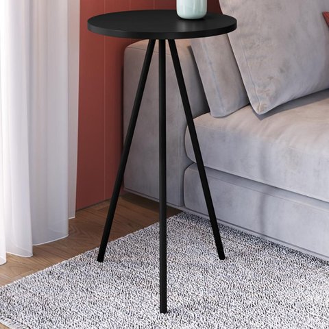 Mesa Lateral para Sala de Estar 49x35 Cm 27944 Preto Artesano