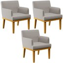 Ver imagem 1 de Kit 03 Poltronas Decorativas Sala De Estar Base Mel Beatriz W01 Linho Bege - Lyam Decor
