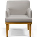 Ver imagem 6 de Kit 03 Poltronas Decorativas Sala De Estar Base Mel Beatriz W01 Linho Bege - Lyam Decor