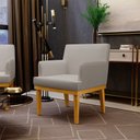 Ver imagem 2 de Kit 03 Poltronas Decorativas Sala De Estar Base Mel Beatriz W01 Linho Bege - Lyam Decor
