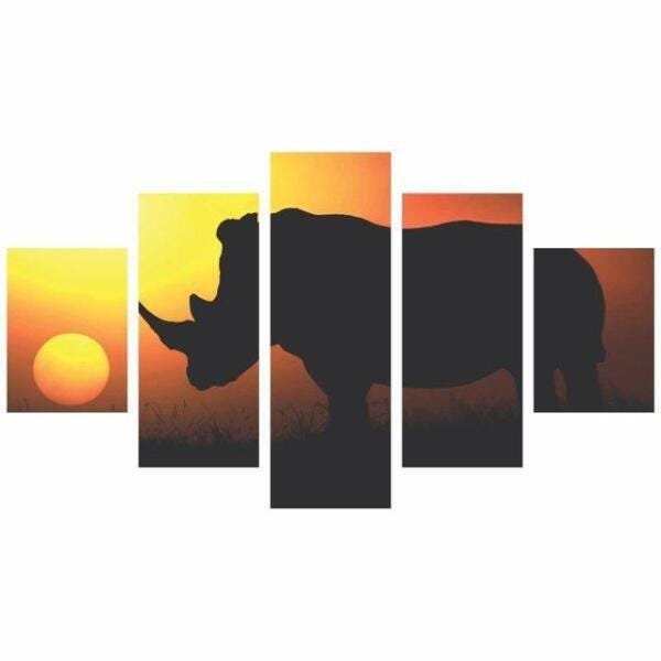 Quadro Rinoceronte Sol Selva 114X65 - 1