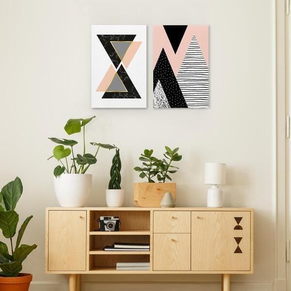 Quadro Escandinavos Decorativo Moderno Rosa Claro Para Sala - 2