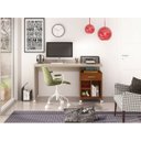 Ver imagem 2 de Mesa de Computador Escritorio com Rodinhas 1 Gaveta Slim Anto:off White/freijó