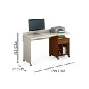 Ver imagem 3 de Mesa de Computador Escritorio com Rodinhas 1 Gaveta Slim Anto:off White/freijó