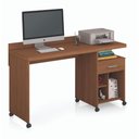Ver imagem 4 de Mesa de Computador Escritorio com Rodinhas 1 Gaveta Slim Anto:off White/freijó