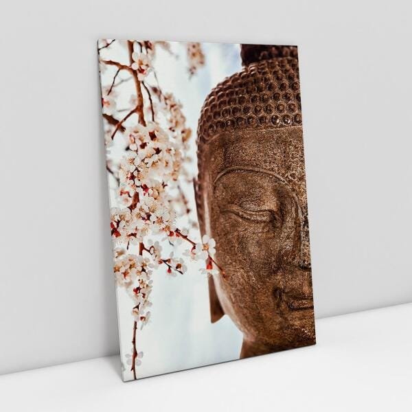Quadro Buda Decorativo Oriental Religioso Flor Sakura Sala - 1