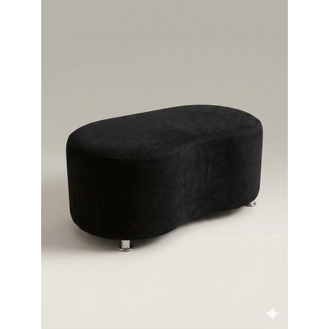 Puff Orgânico Curvo - 1 Metro Elegância e Conforto Moderno Feijao Moderno Tecido Premium Suede Preto
