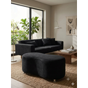 Ver imagem 4 de Puff Orgânico Curvo - 1 Metro Elegância e Conforto Moderno Feijao Moderno Tecido Premium Suede Preto