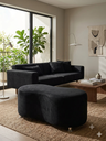 Ver imagem 4 de Puff Orgânico Curvo - 1 Metro Elegância e Conforto Moderno Feijao Moderno Tecido Premium Suede Preto