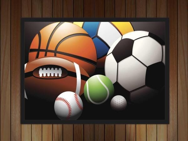 Quadro Mosaico 5 Peças Para Sala/Quarto Decoração Bolas de Futebol