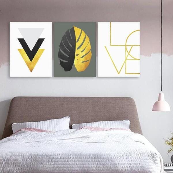 Quadros escandinavos love gold 40x50 - 2