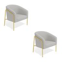 Ver imagem 2 de Poltrona Sala Industrial Alta Dourado Kit 2 Stella Suede D03 - D’Rossi