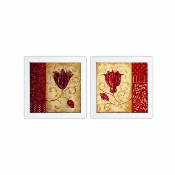 Kit 2 Quadros Madame Capricho Bege E Vermelho 23Cm - 1