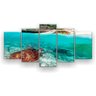 Quadro Decorativo Tartaruga Na Praia 129X61 5 Peças - 1