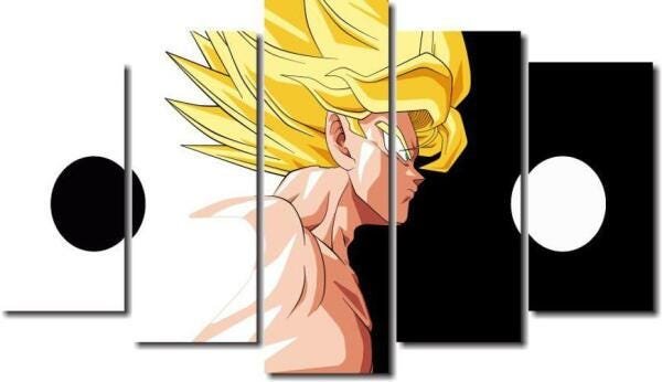 Quadro Decorativo Dragon Ball Z Goku Sayajin 5 Peças M10 - 1
